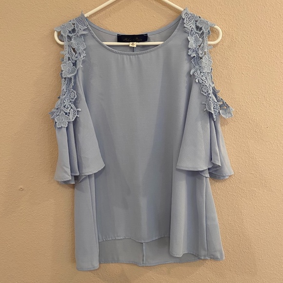 Blue Rain Open Shoulder Blouse - Picture 1 of 5